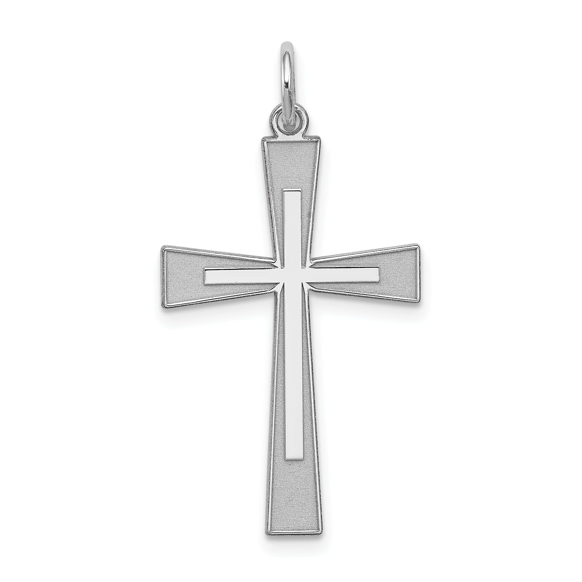 Sterling Silver Rhodium-plated Laser Designed Cross Pendant Main image