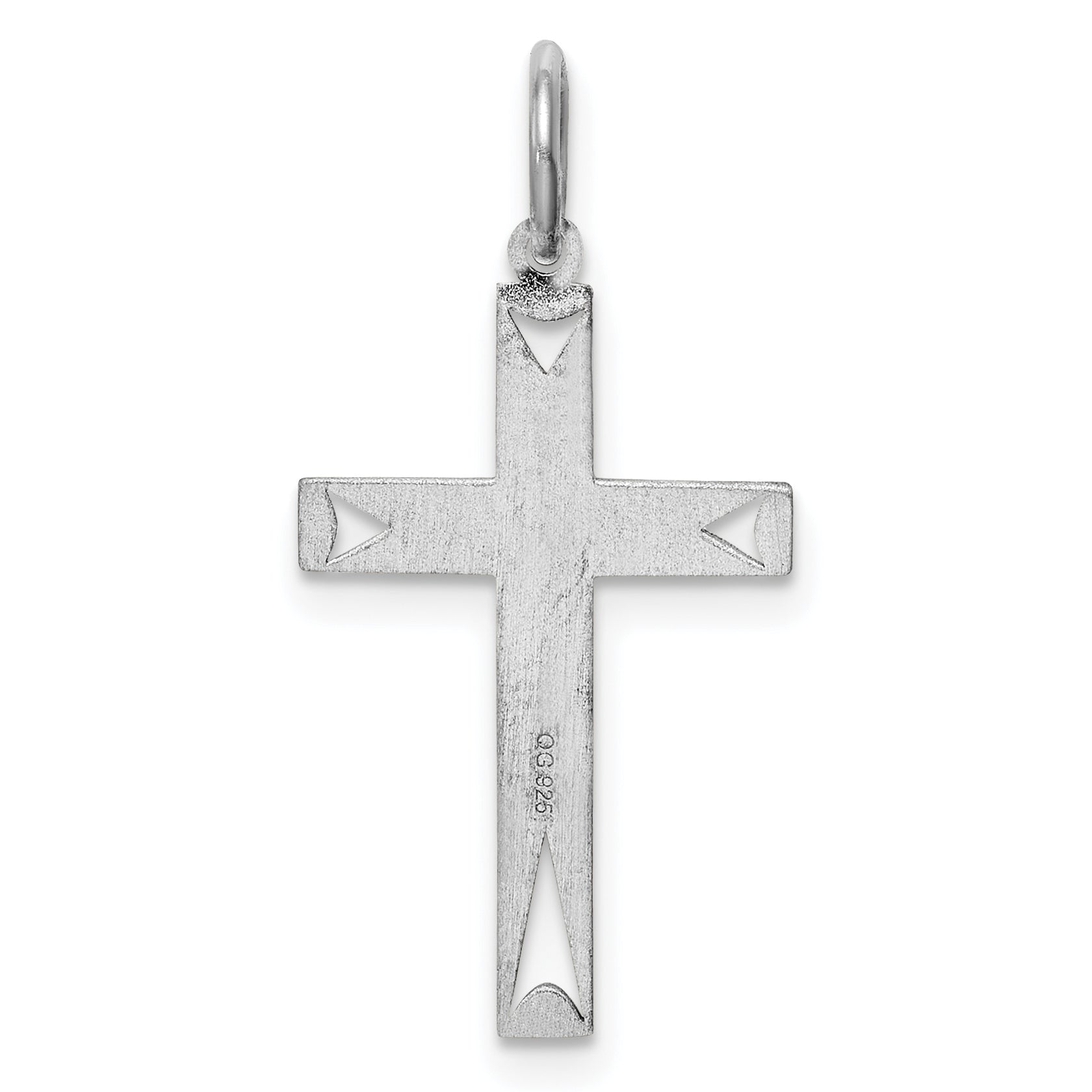 Sterling Silver Rhodium-plated Laser Designed Cross Pendant
