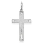 Sterling Silver Rhodium-plated Laser Designed Cross Pendant