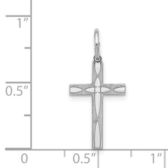 Sterling Silver Rhodium-plated Laser Designed Cross Charm