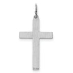 Sterling Silver Rhodium-plated Laser Designed Cross Pendant