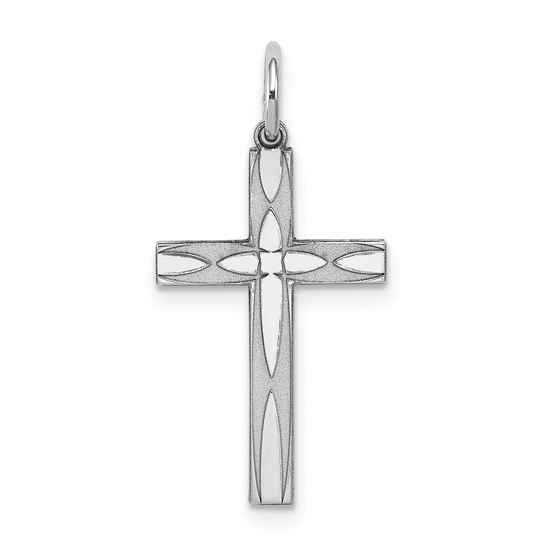 Sterling Silver Rhodium-plated Laser Designed Cross Pendant Main image