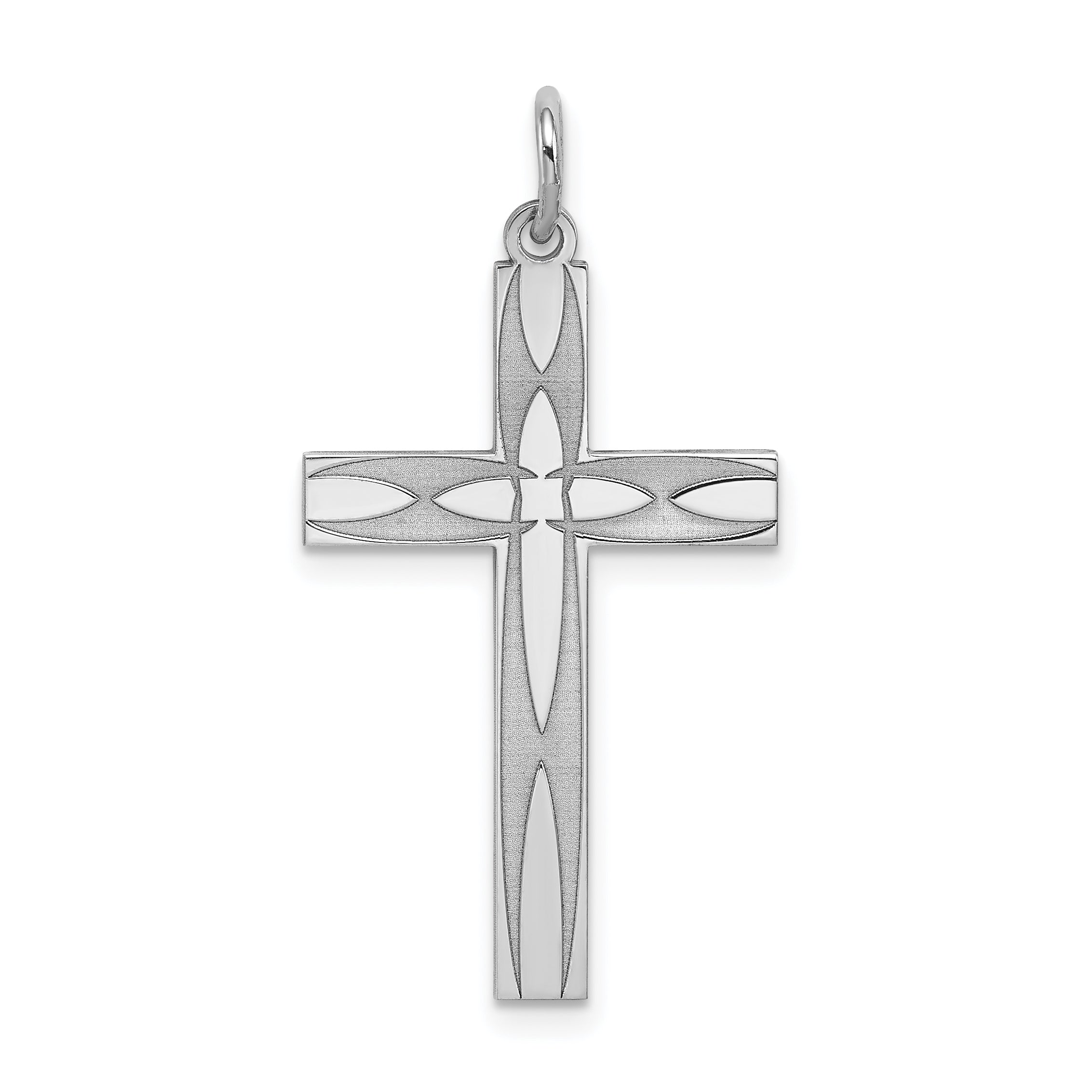 Sterling Silver Rhodium-plated Laser Designed Cross Pendant Main image