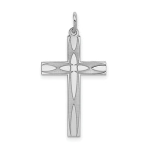 Laser-Cut Cross Pendant in Sterling Silver, 17x27mm - Sophia Jewelers