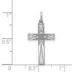 Sterling Silver Rhodium-plated Laser Designed Cross Pendant