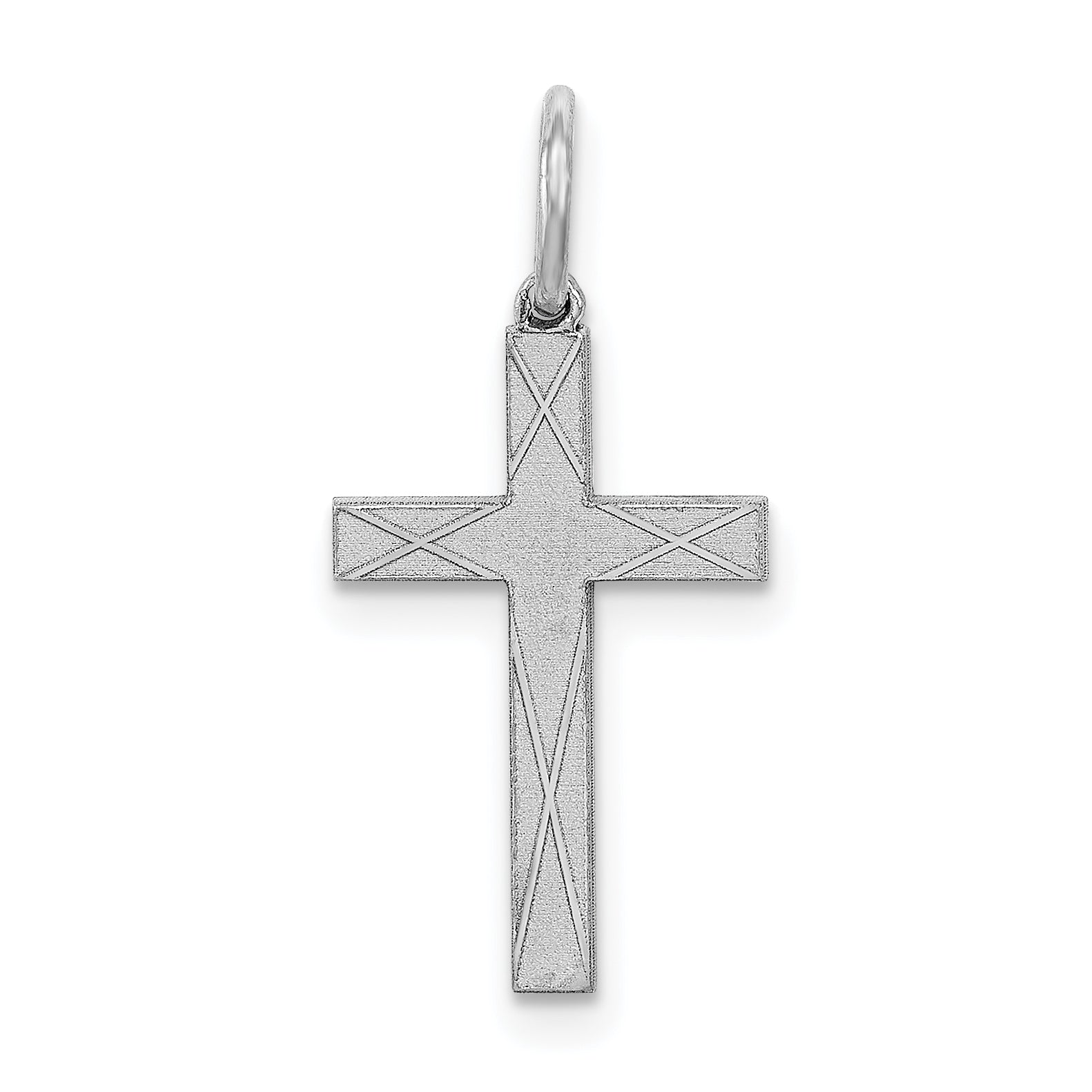 Sterling Silver Rhodium-plated Laser Designed Cross Charm Main image