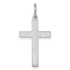 Sterling Silver Rhodium-plated Laser Designed Cross Pendant