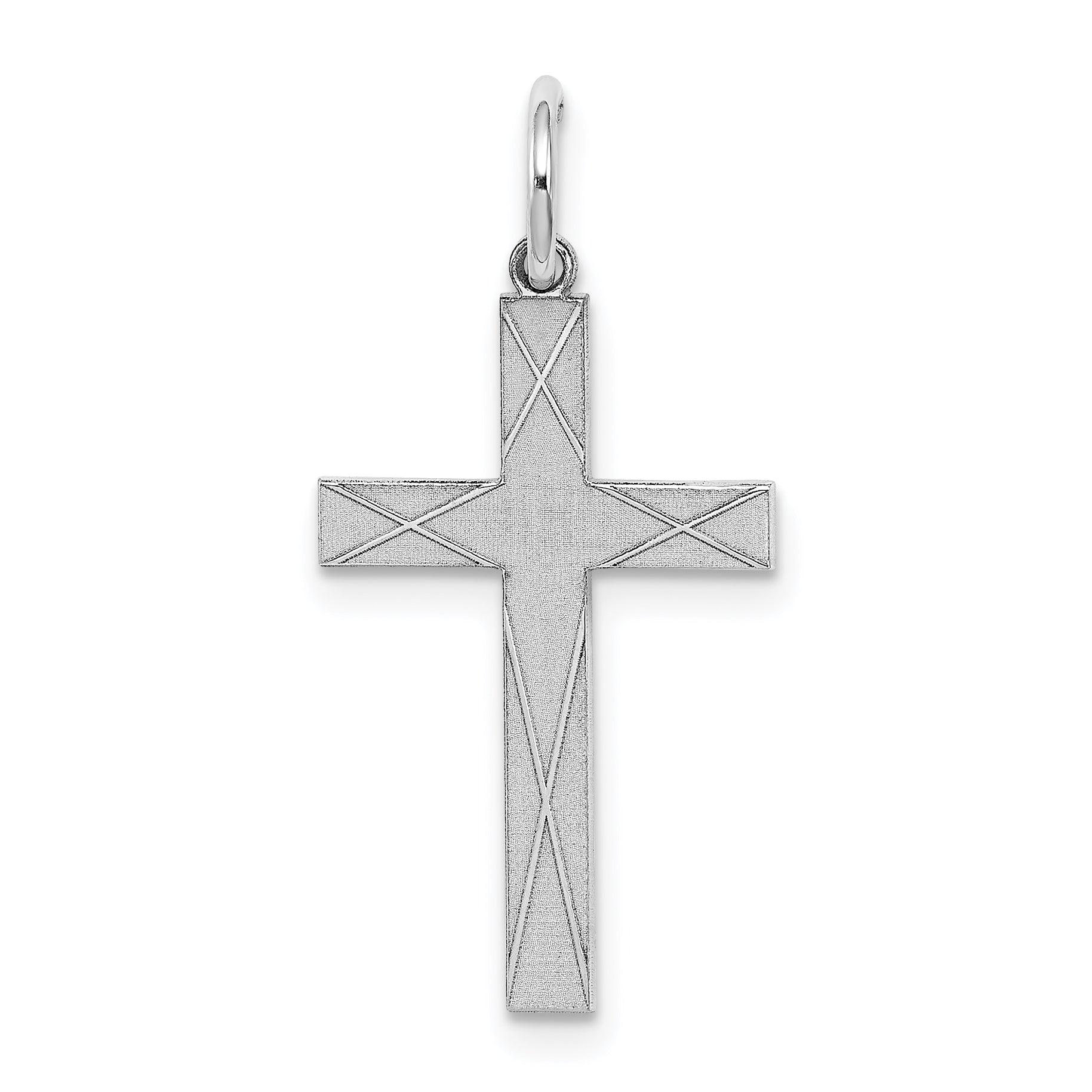 Sterling Silver Rhodium-plated Laser Designed Cross Pendant Main image