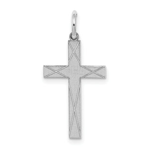 Laser-Cut Cross Pendant in Sterling Silver, 25mm Satin & Polished - Sophia Jewelers