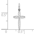 Sterling Silver Rhodium-plated Laser Designed Cross Charm
