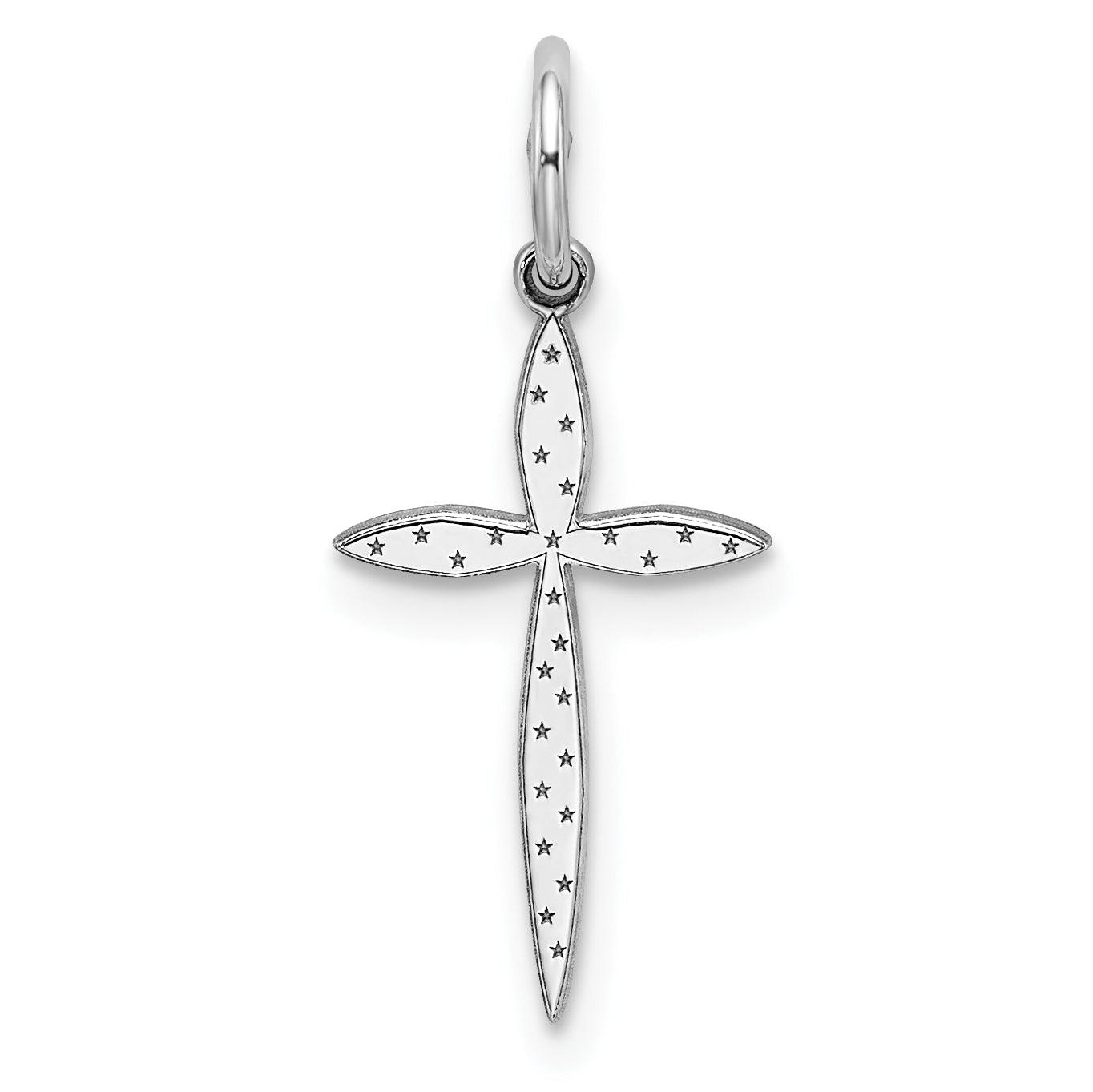 Sterling Silver Rhodium-plated Laser Designed Cross Charm Main image