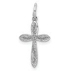 Sterling Silver Rhodium-plated Laser Designed Cross Charm