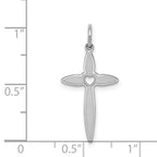Sterling Silver Rhodium-plated Laser Designed Cross Pendant