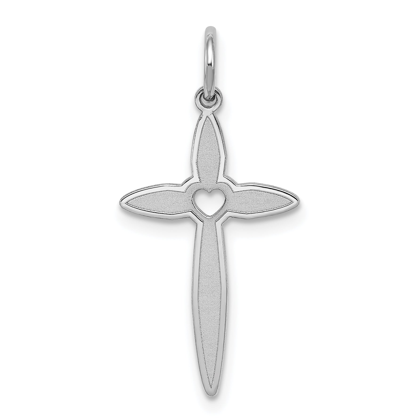 Sterling Silver Rhodium-plated Laser Designed Cross Pendant Main image