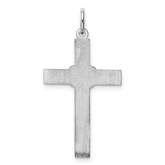 Sterling Silver Rhodium-plated Laser Designed Cross Pendant