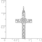 Sterling Silver Rhodium-plated Laser Designed Cross Pendant