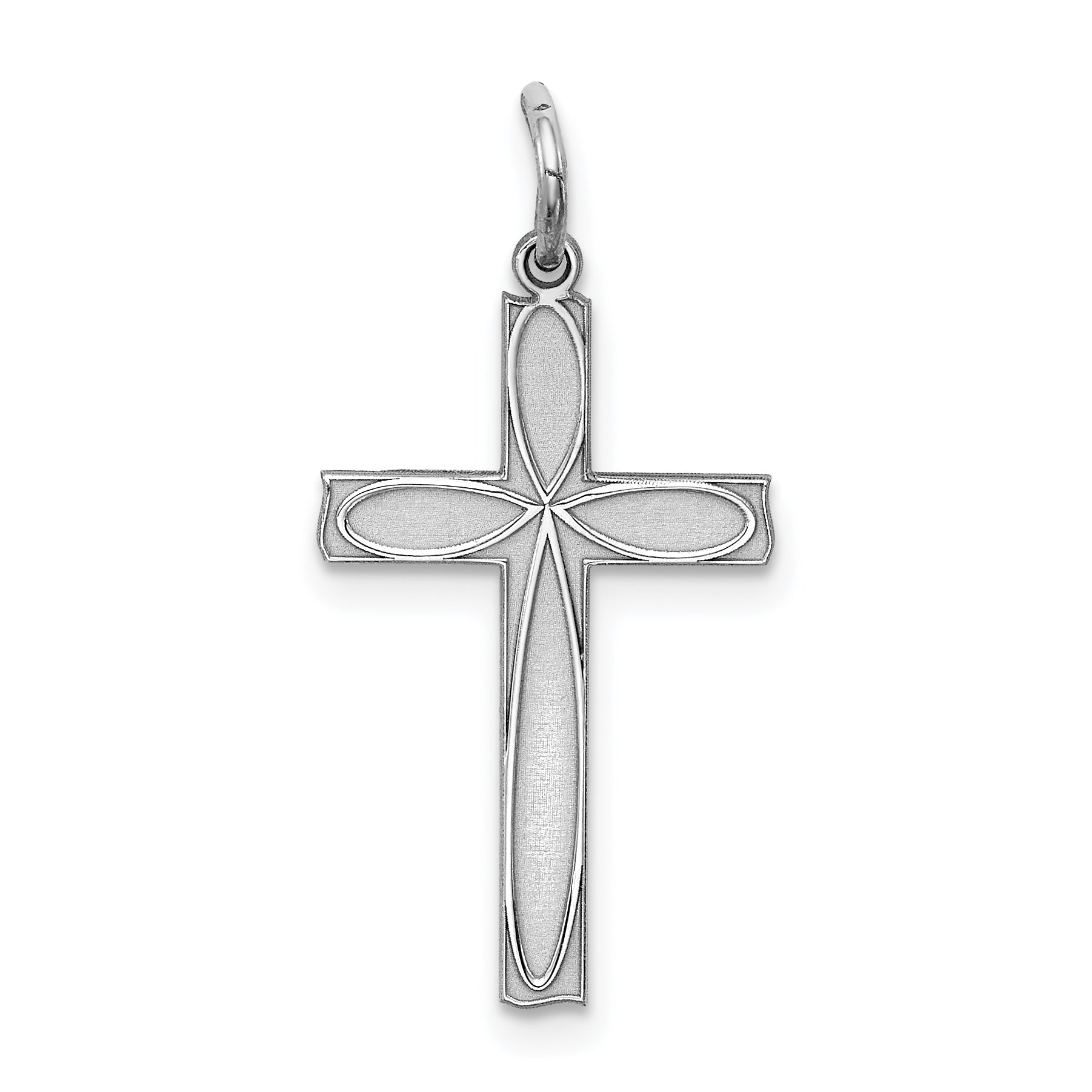 Sterling Silver Rhodium-plated Laser Designed Cross Pendant Main image
