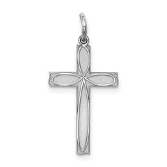 Sterling Silver Rhodium-plated Laser Designed Cross Pendant