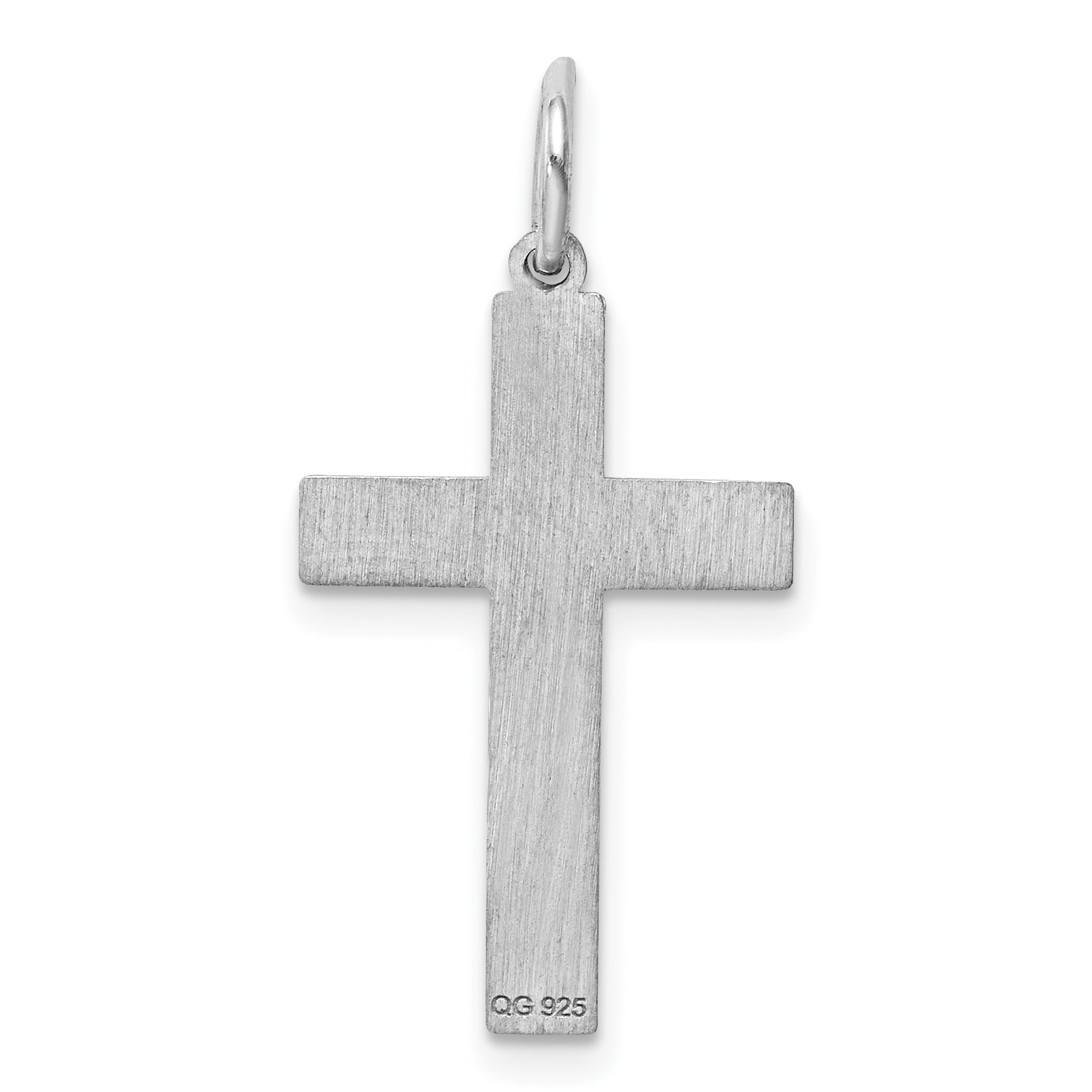 Sterling Silver Rhodium-plated Laser Designed Cross Pendant