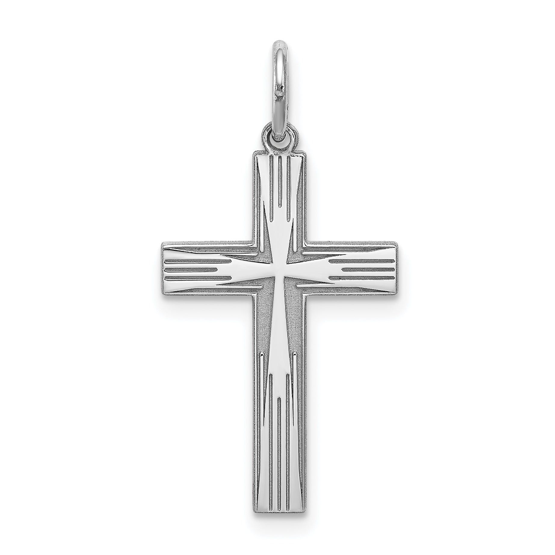 Sterling Silver Rhodium-plated Laser Designed Cross Pendant Main image