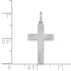 Sterling Silver Rhodium-plated Laser Designed Cross Pendant