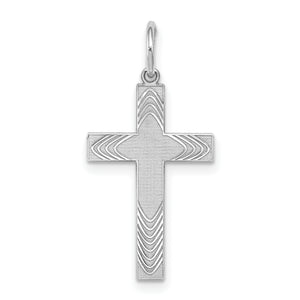 Concentric Wave Lines Laser-Cut Cross Pendant in Sterling Silver, 25mm - Sophia Jewelers
