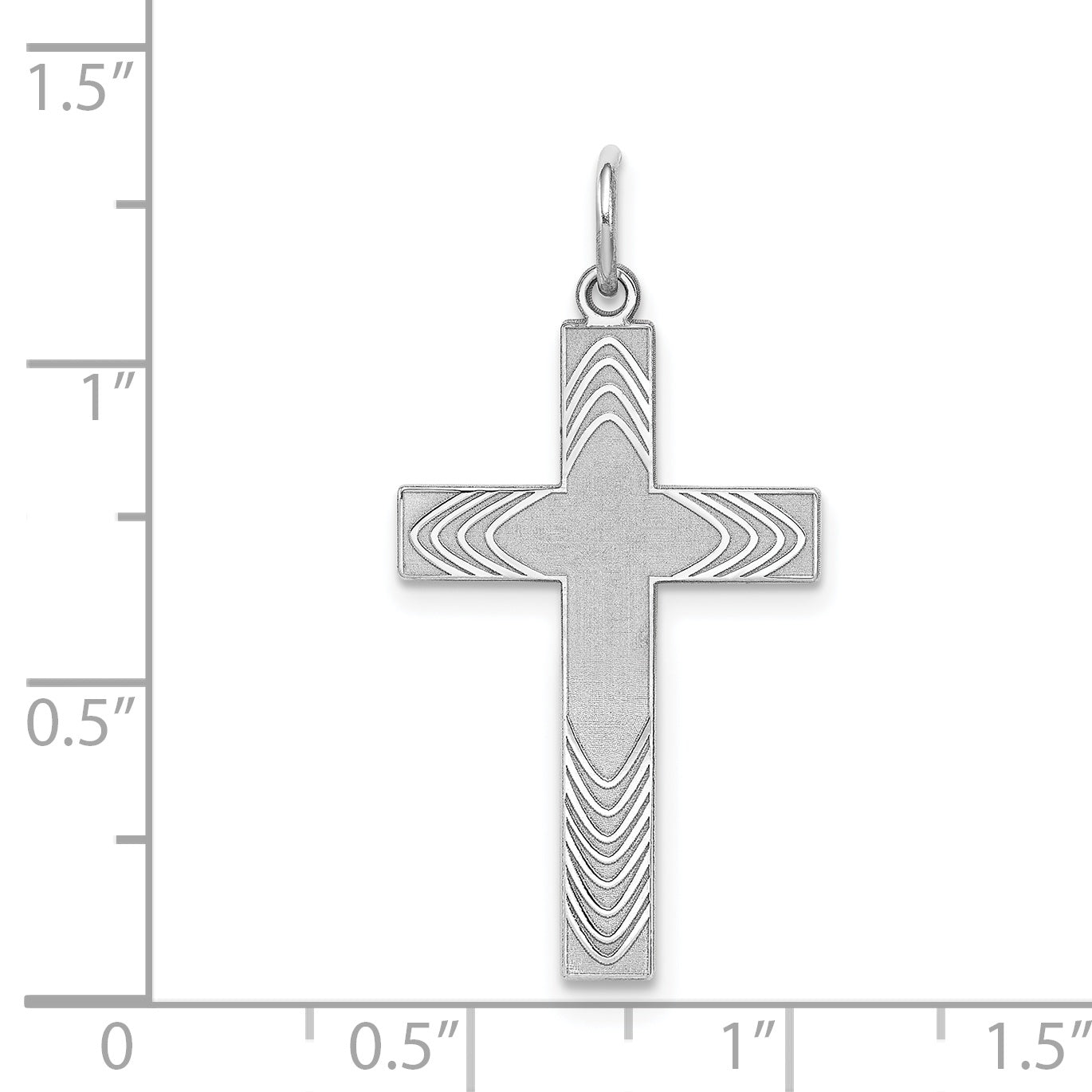 Sterling Silver Rhodium-plated Laser Designed Cross Pendant