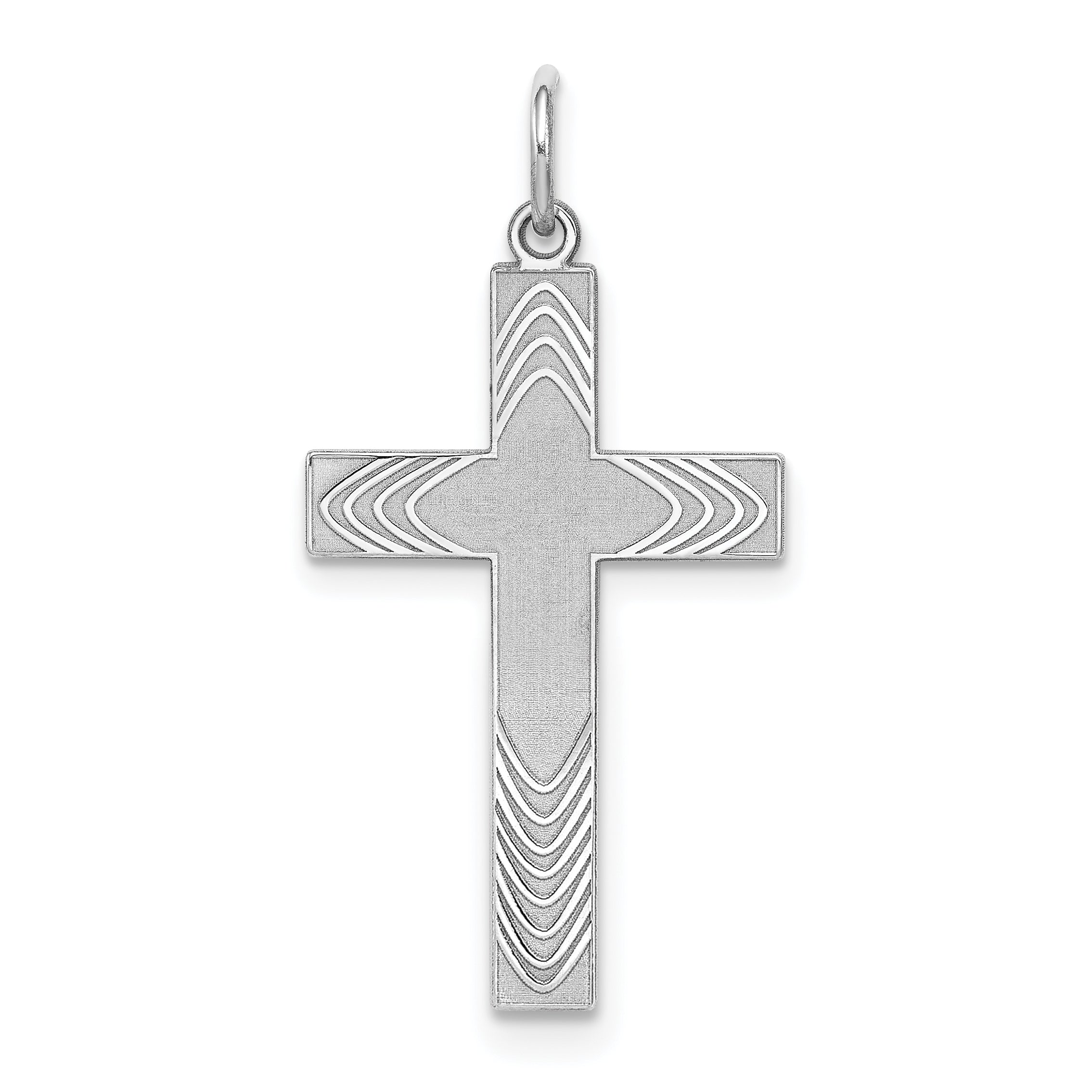 Sterling Silver Rhodium-plated Laser Designed Cross Pendant Main image