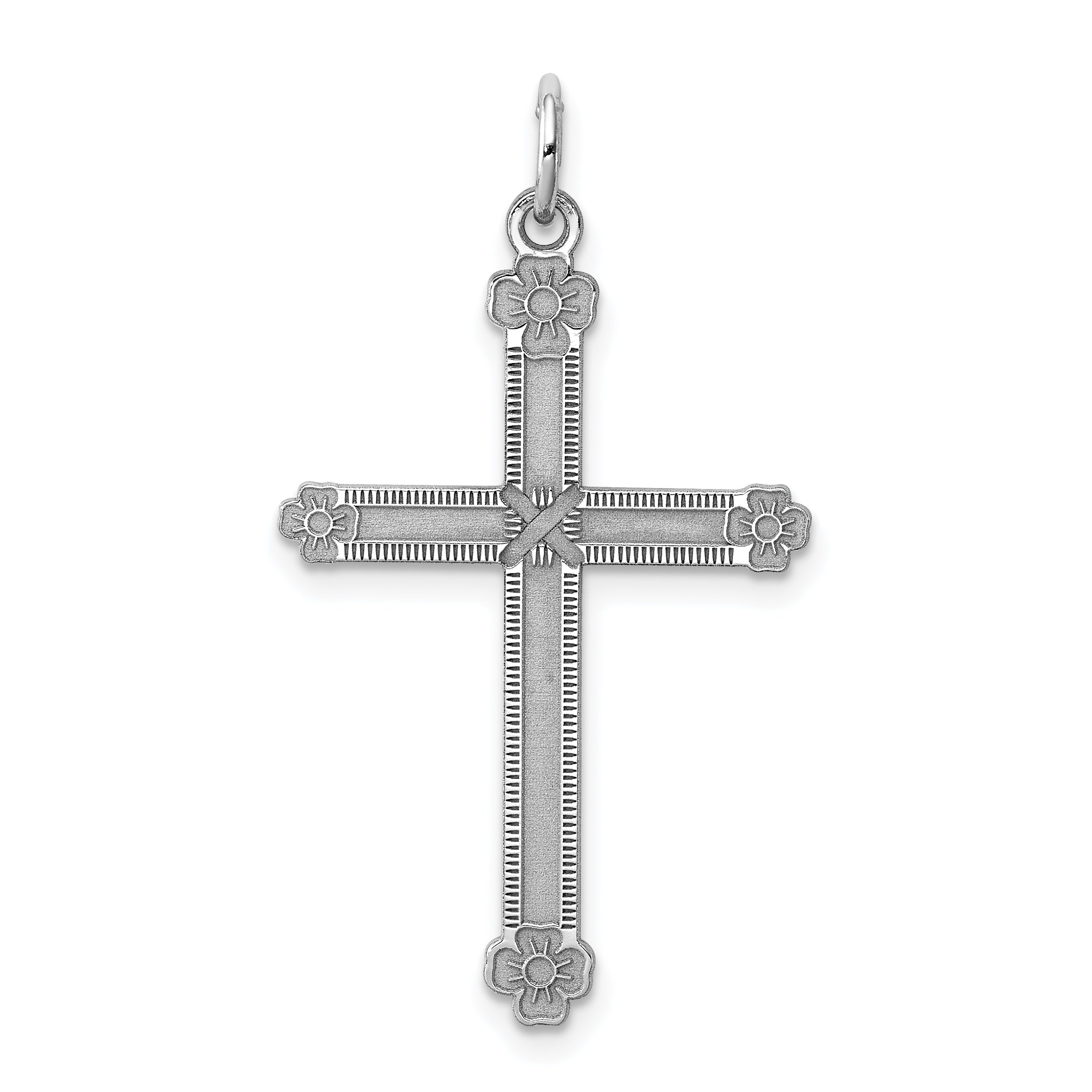 Sterling Silver Rh-plt Laser Designed CroSterling Silver Rh-plt Charm Main image