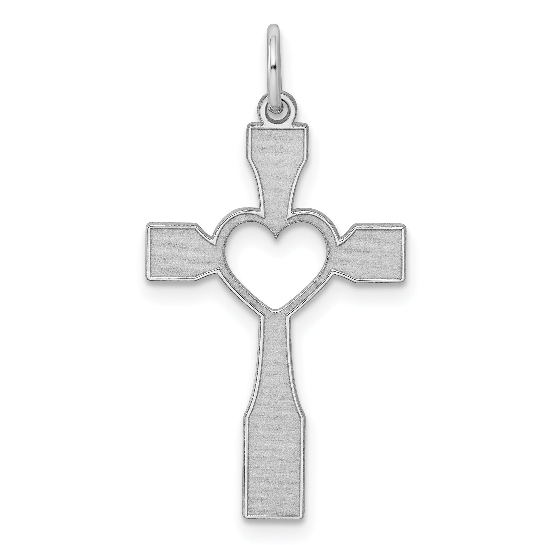 Sterling Silver Rhodium-plated Laser Designed Cross Pendant Main image