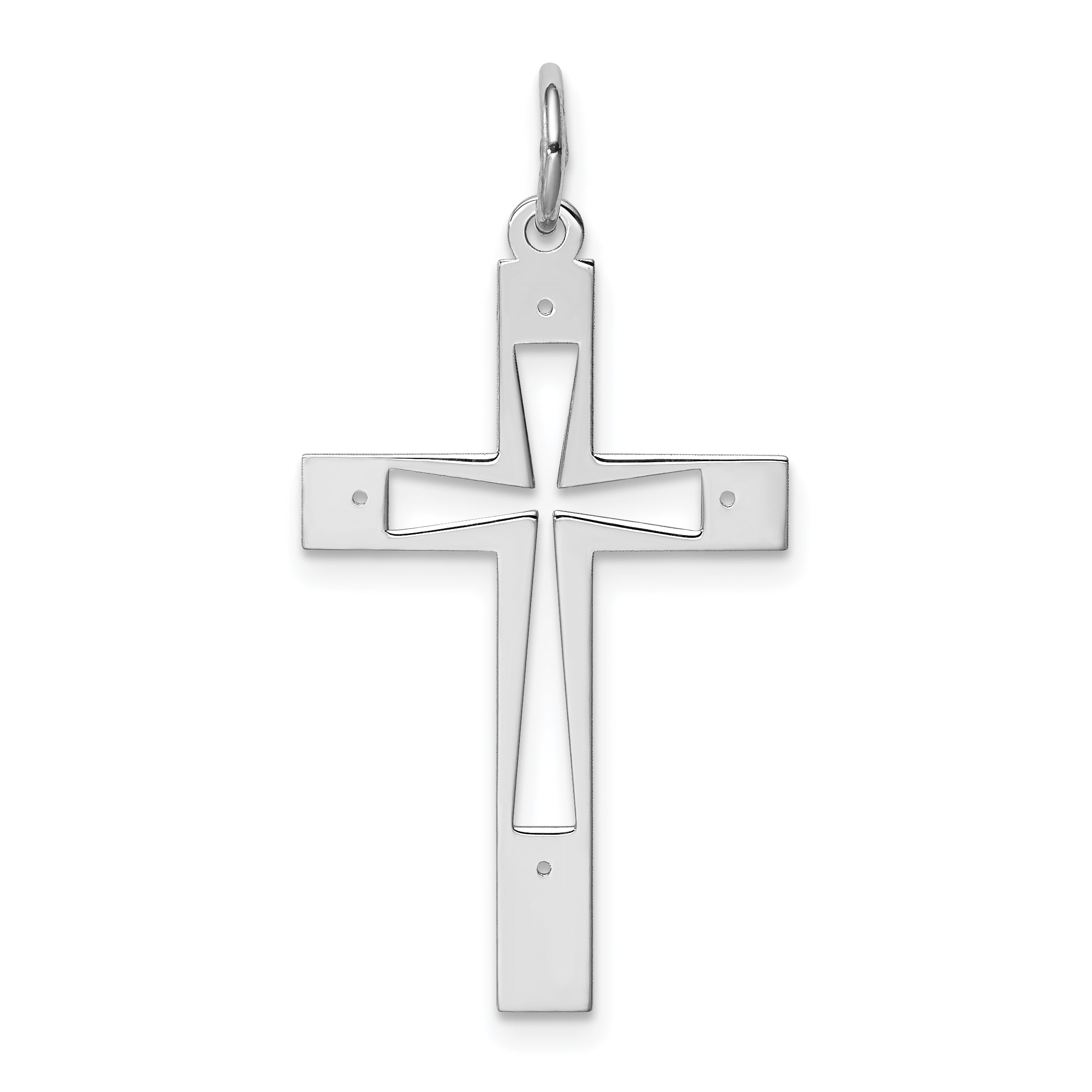 Sterling Silver Rhodium-plated Laser Designed Cross Pendant Main image