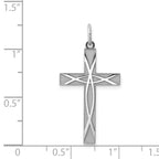 Sterling Silver Rhodium-plated Laser Designed Cross Pendant