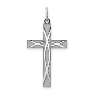 X-Crossed Openwork Laser-Cut Pendant in Sterling Silver, 30mm - Sophia Jewelers