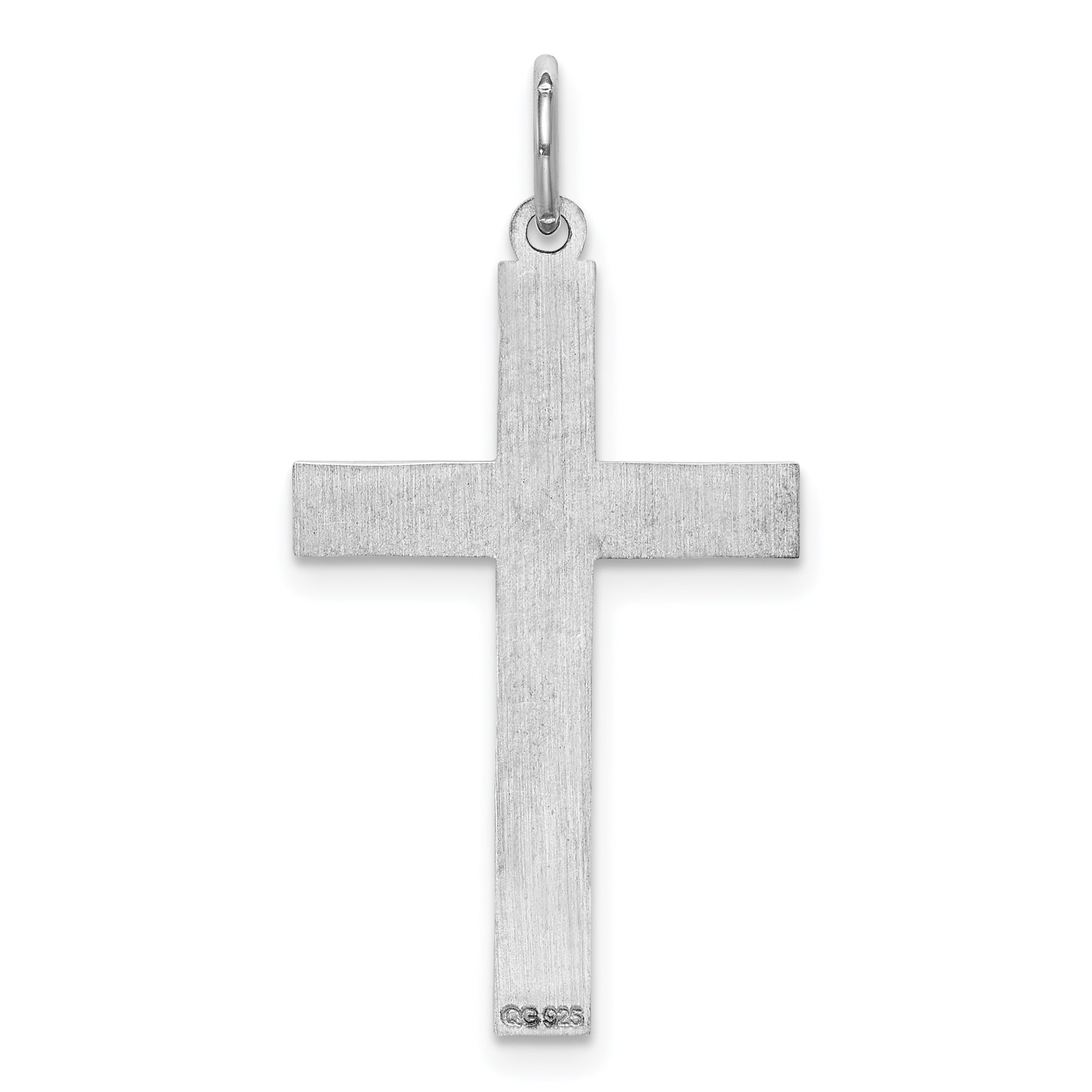 Sterling Silver Rhodium-plated Laser Designed Cross Pendant