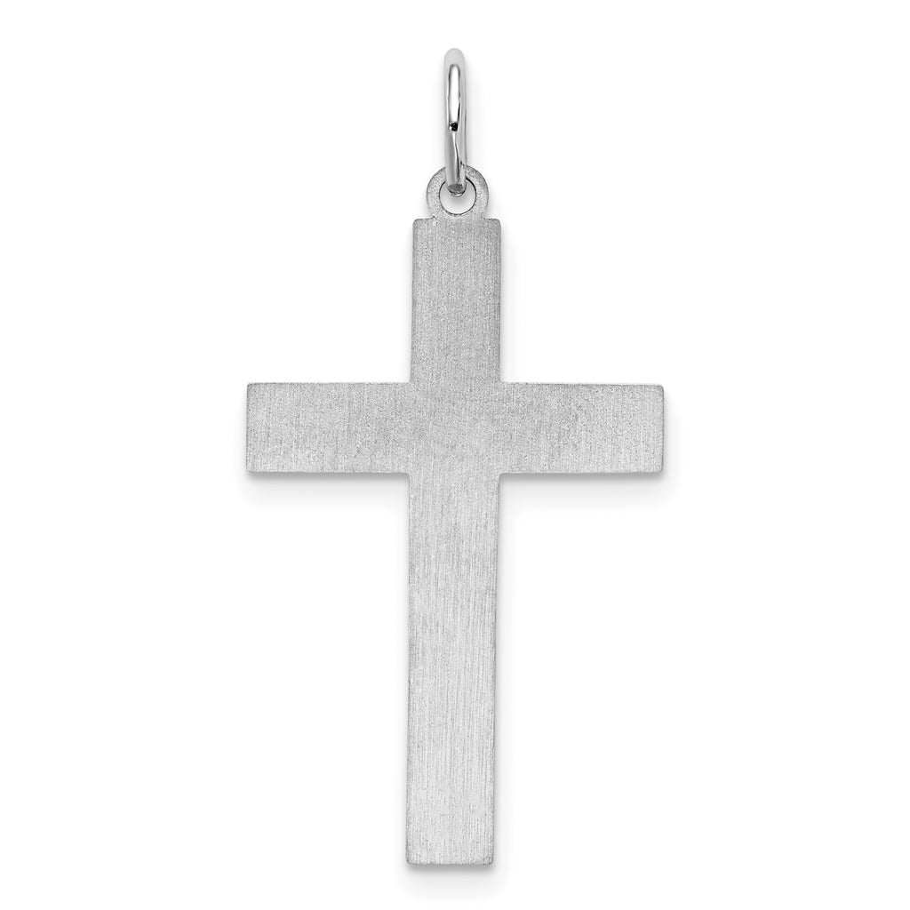 Sterling Silver Rhodium-plated Laser Designed Cross Pendant