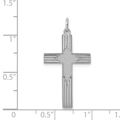 Sterling Silver Rhodium-plated Laser Designed Cross Pendant
