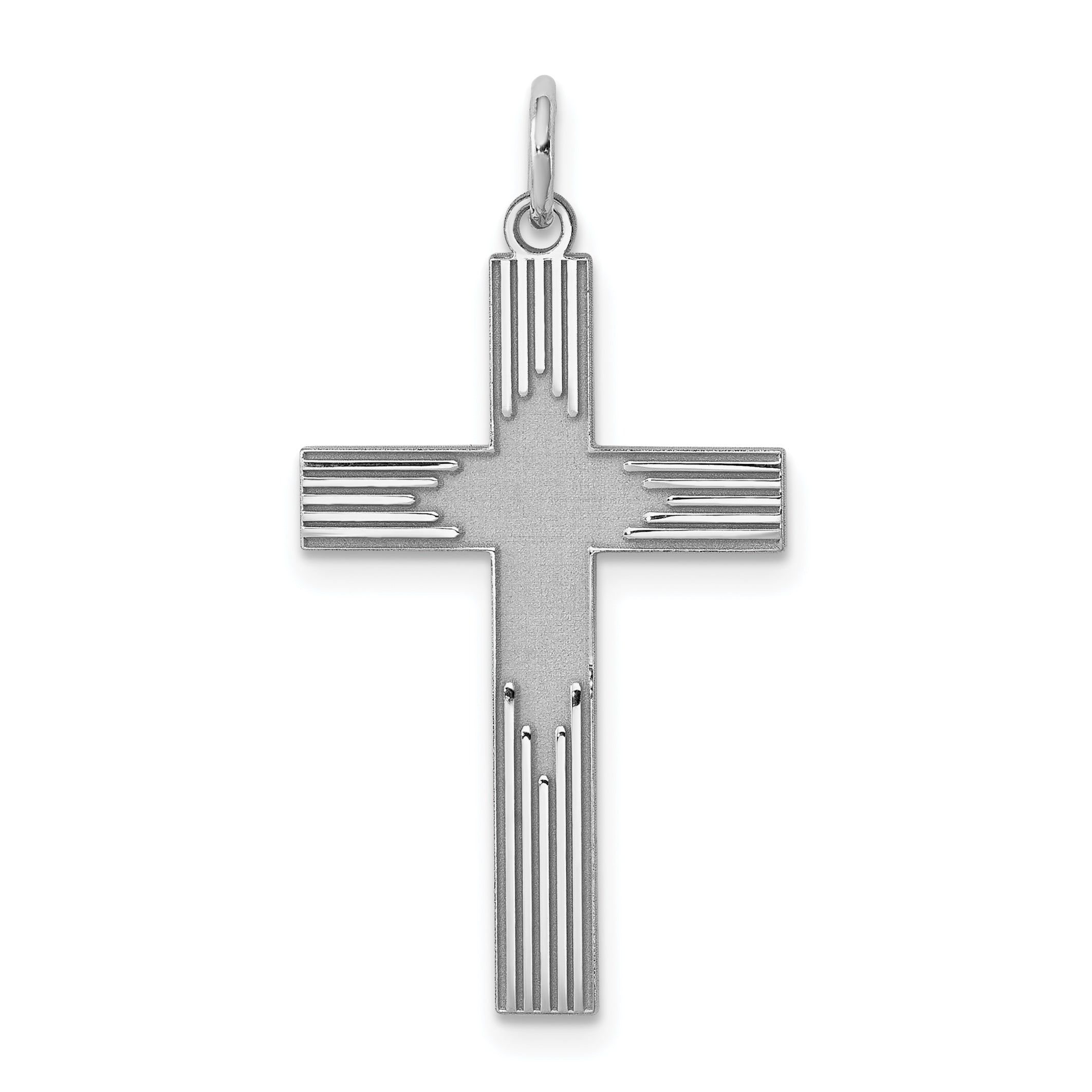 Sterling Silver Rhodium-plated Laser Designed Cross Pendant Main image