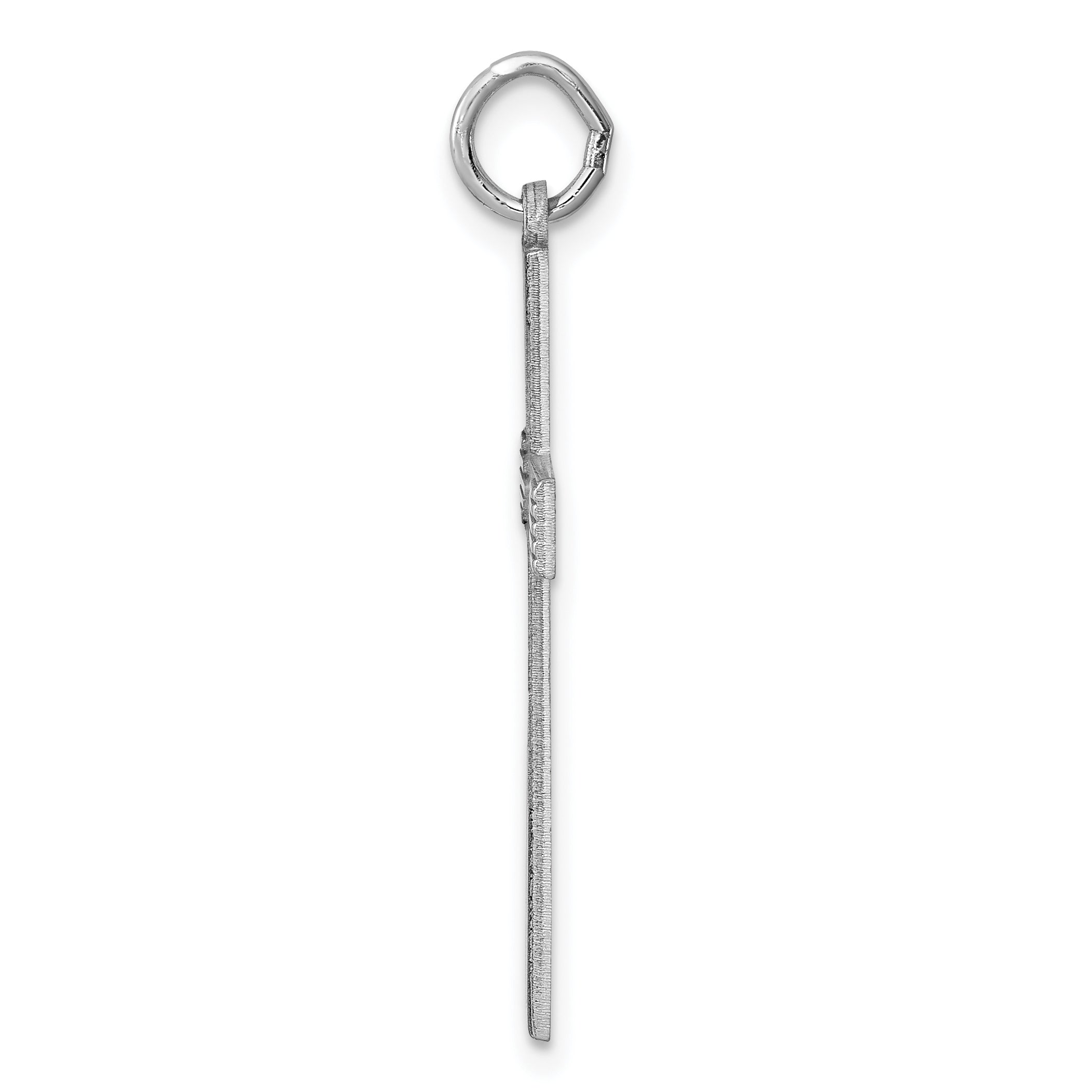 Sterling Silver Rhodium-plated Laser Designed Cross Pendant Secondary image