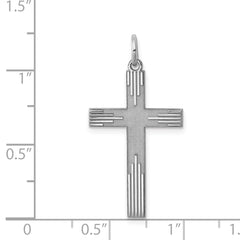 Sterling Silver Rhodium-plated Laser Designed Cross Pendant