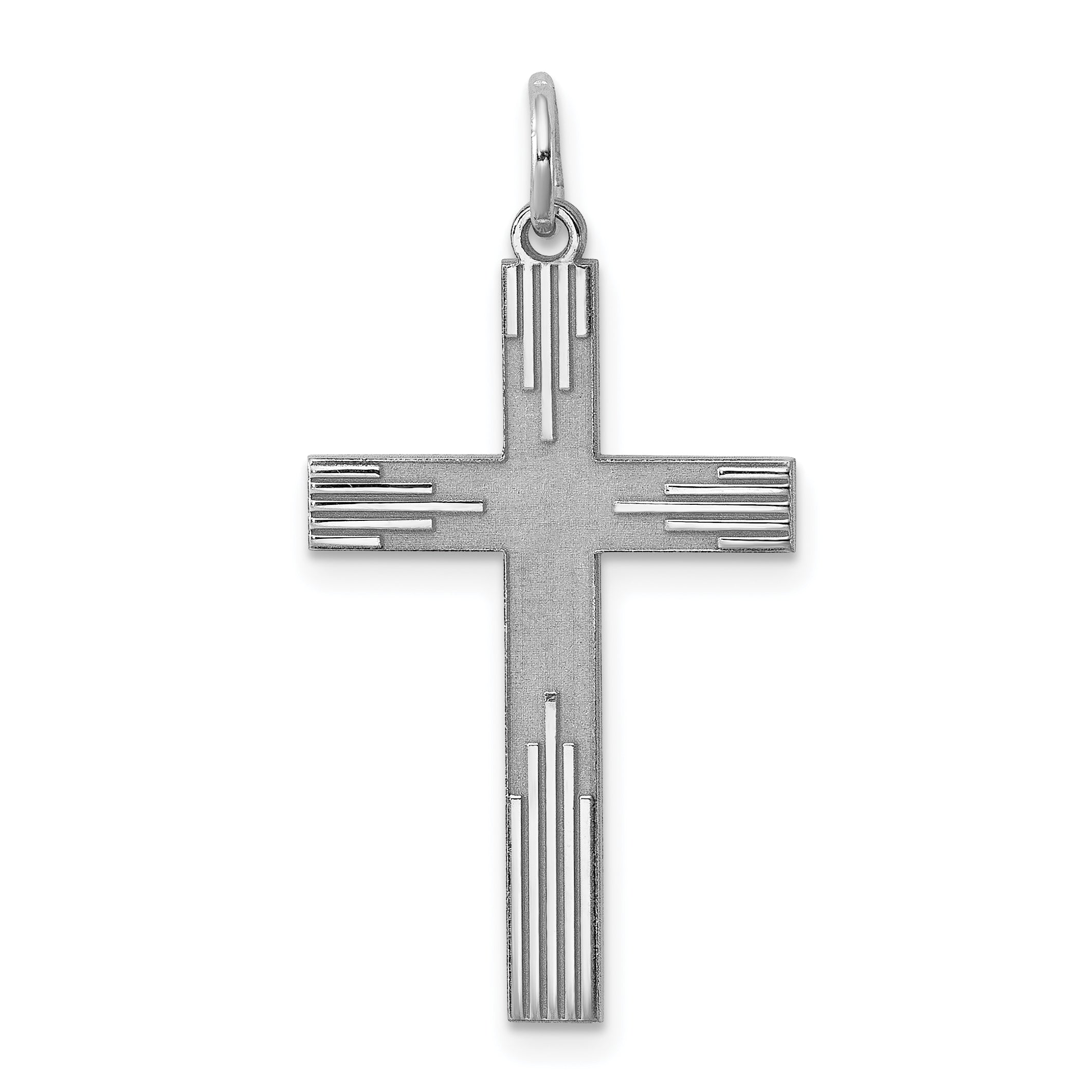 Sterling Silver Rhodium-plated Laser Designed Cross Pendant Main image