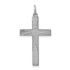 Sterling Silver Rhodium-plated Laser Designed Cross Pendant