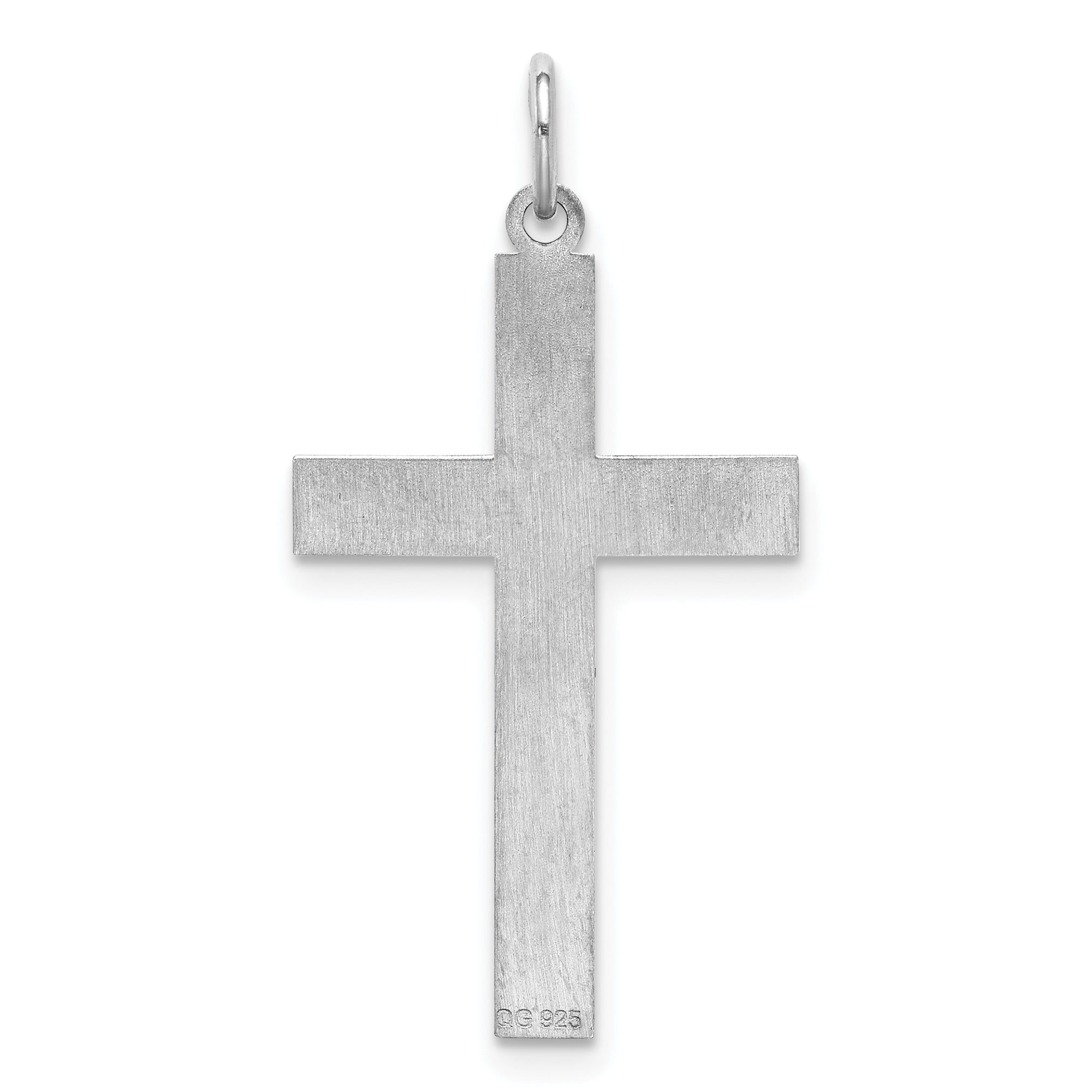 Sterling Silver Rhodium-plated Laser Designed Cross Pendant
