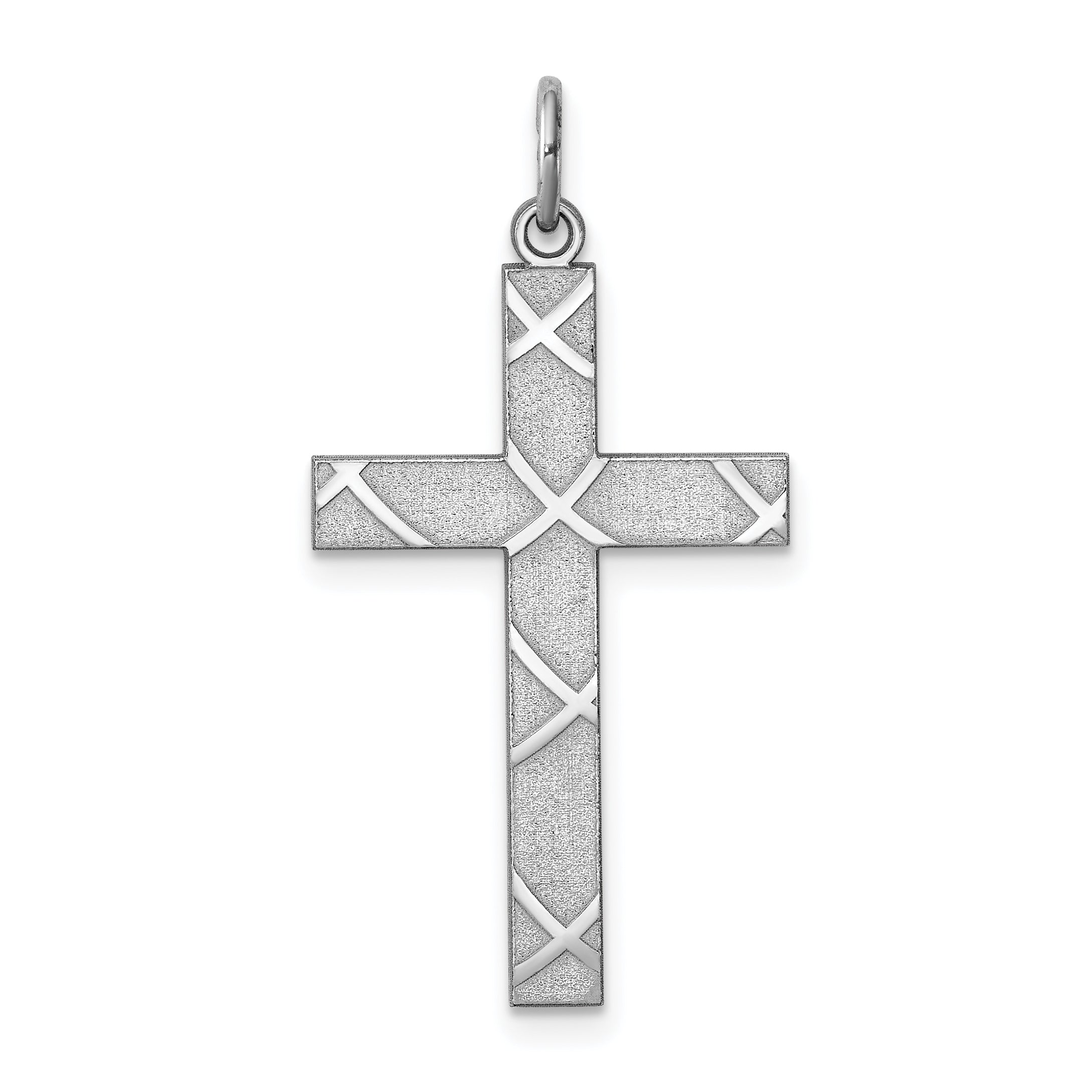 Sterling Silver Rhodium-plated Laser Designed Cross Pendant Main image
