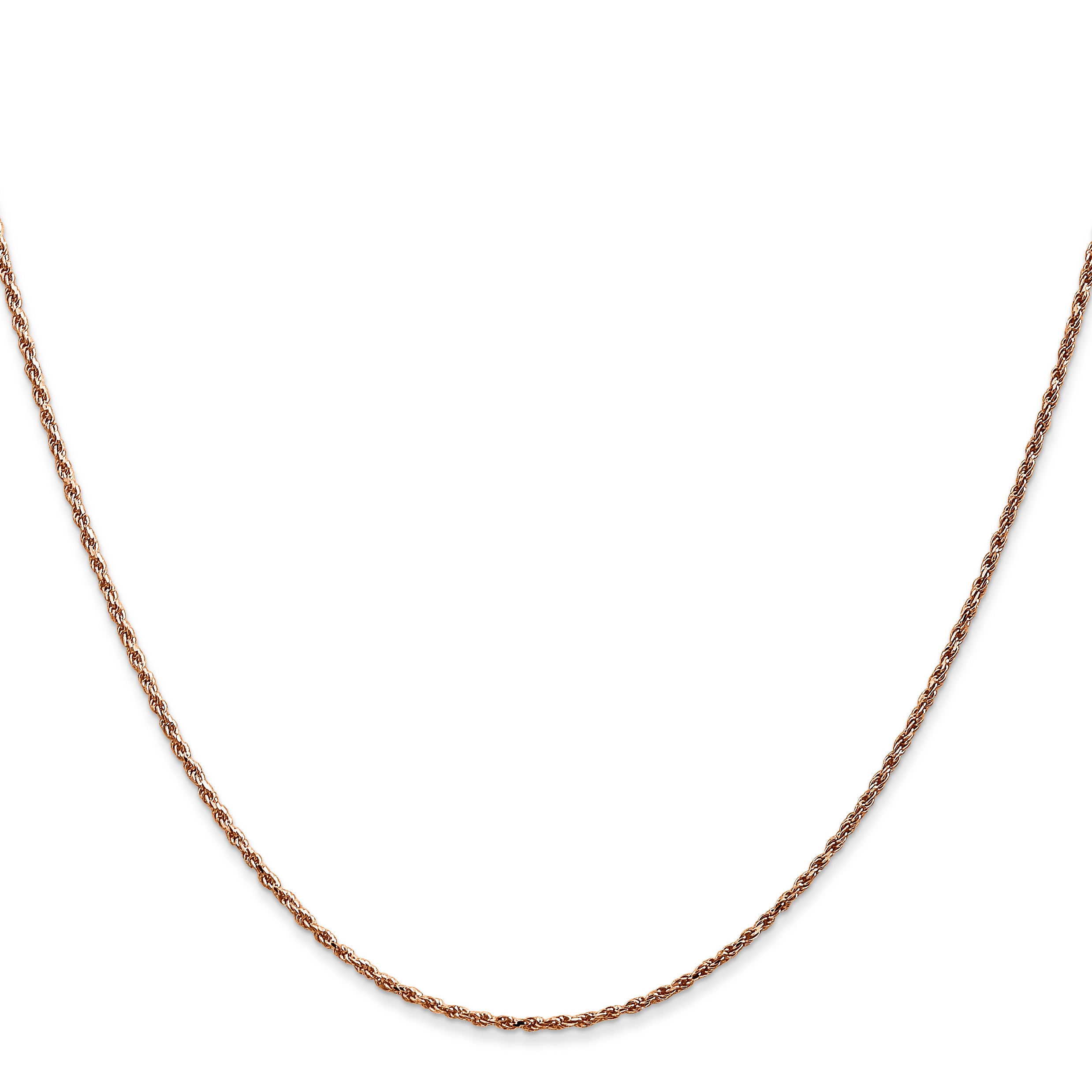 14K Rose Gold 16 inch 1mm Diamond-cut Man Made Rope with Lobster Clasp Chain