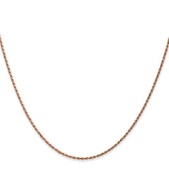 14K Rose Gold 16 inch 1mm Diamond-cut Man Made Rope with Lobster Clasp Chain