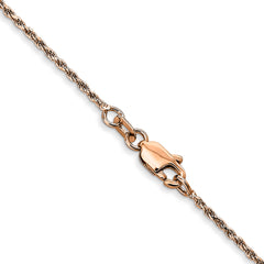 14K Rose Gold 16 inch 1mm Diamond-cut Man Made Rope with Lobster Clasp Chain