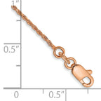 14K Rose Gold 7 inch 1mm Diamond-cut Man Made Rope with Lobster Clasp Chain