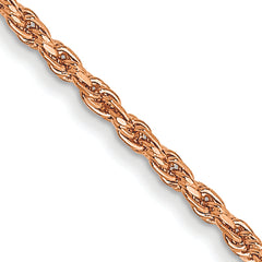 14K Rose Gold 24 inch 1mm Diamond-cut Man Made Rope with Lobster Clasp Chain