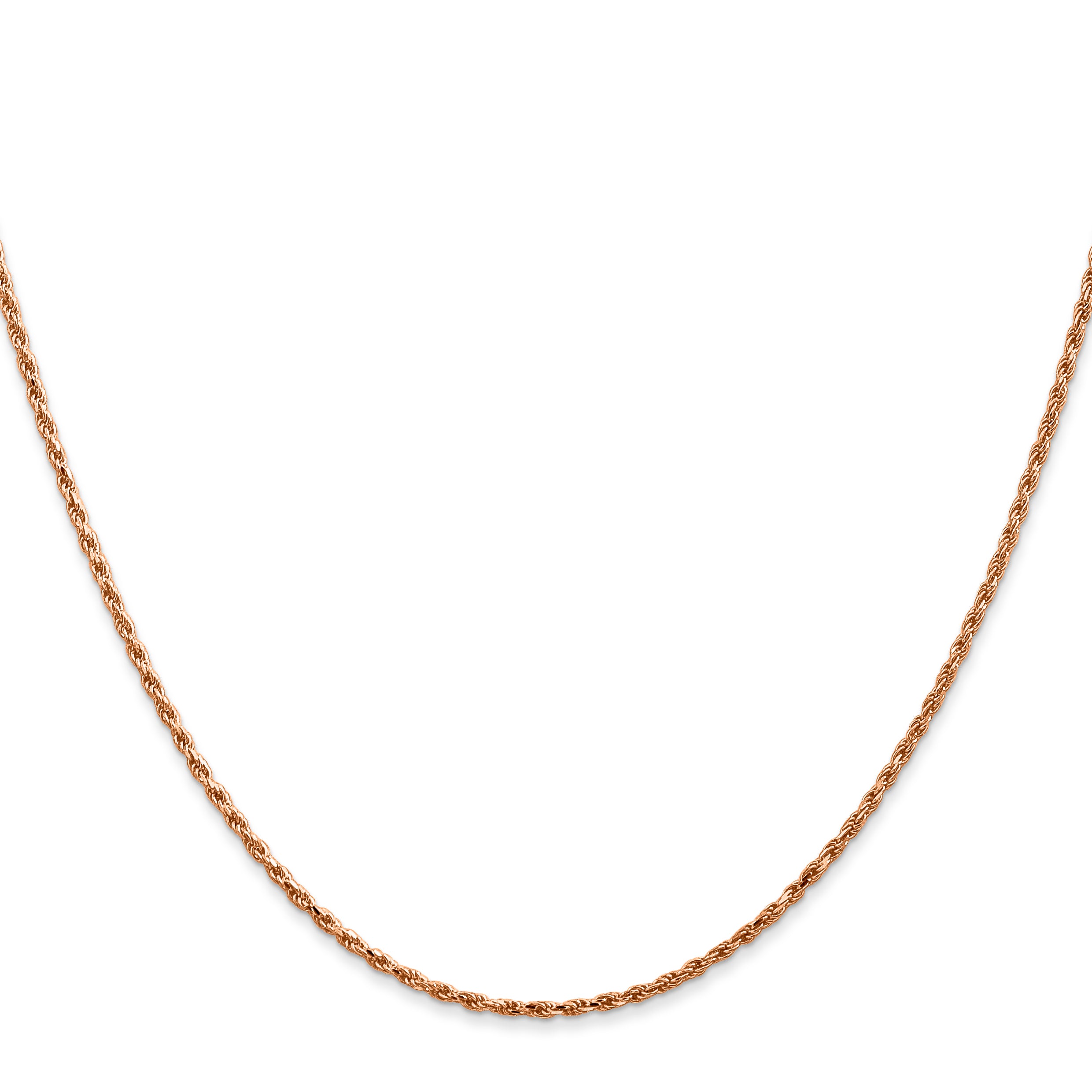 14K Rose Gold 16 inch 1.5mm Diamond-cut Man Made Rope with Lobster Clasp Chain