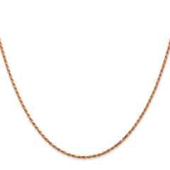 14K Rose Gold 16 inch 1.5mm Diamond-cut Man Made Rope with Lobster Clasp Chain